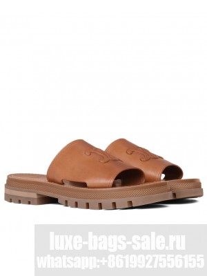 Celine Women's Clea Triomphe Slide In Vegetable Coffee
