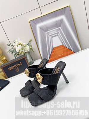 Versace x Fendi 11cm Fendace FF Fabric Slide Sandals 2022 Collection 020