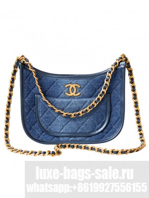 CHANEL HOBO HANDBAG AS4666 blue