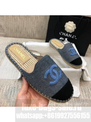 Chanel Denim Espadrilles Mules G37482 Grey  2021 Collection