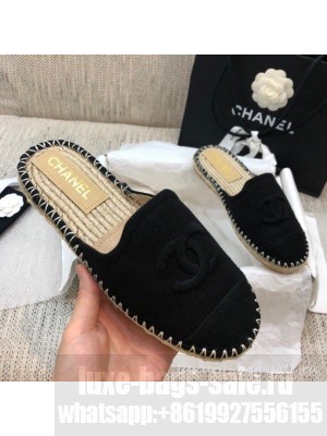 Chanel Denim Espadrilles Mules G37482 Black  2021 Collection