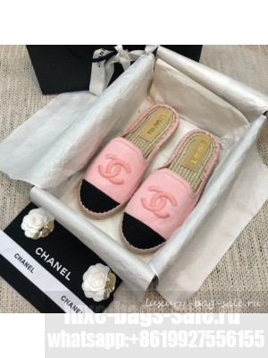 Chanel Denim Espadrilles Mules G37482 Pink  2021 Collection