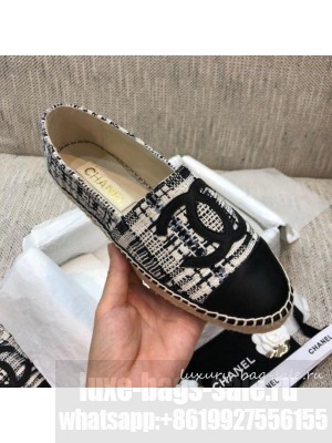 Chanel Tweed Flat Espadrilles G29762 Black  2021 Collection