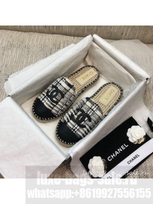 Chanel Tweed Espadrilles Mules G37482 Black  2021 Collection