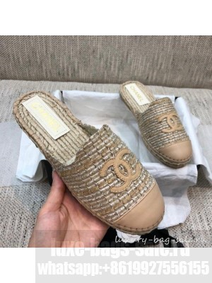 Chanel Tweed Espadrilles Mules G37482 Beige  2021 Collection