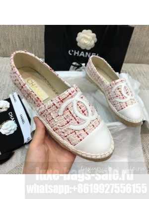 Chanel Tweed Flat Espadrilles G29762 Pink  2021 Collection