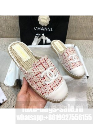 Chanel Tweed Espadrilles Mules G37482 Pink  2021 Collection
