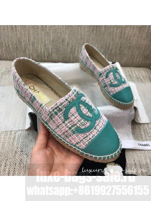Chanel Tweed Flat Espadrilles G29762 Green  2021 Collection