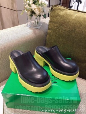 Bottega Veneta Flash Calfskin Mules 9.5cm Black/Lemonade 2021 Collection