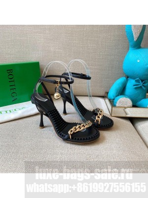 Bottega Veneta Dot Leather Chain Sandals 9cm Black  2021 Collection