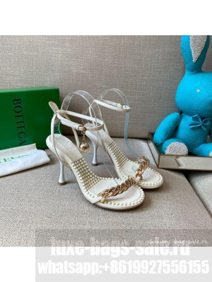 Bottega Veneta Dot Leather Chain Sandals 9cm White  2021 Collection