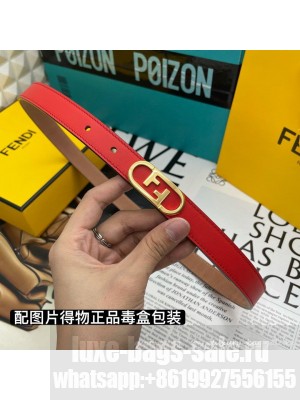 Fendi Women's Belt 20mm with loop and Fendi Gold/ Silver O’Lock stud buckle 2021 Collection Red 06