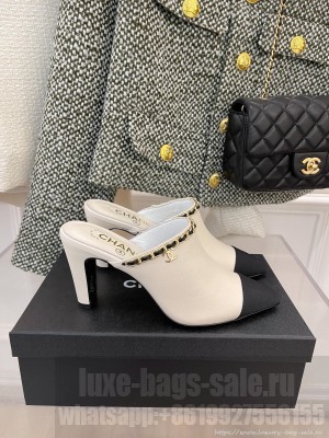 Chanel Heel 8cm Chain Mule White Spring 2022 Collection