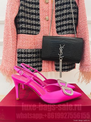 VALENTINO VLOGO SIGNATURE SATIN SLINGBACK PUMPS 80MM ROSE VIOLET