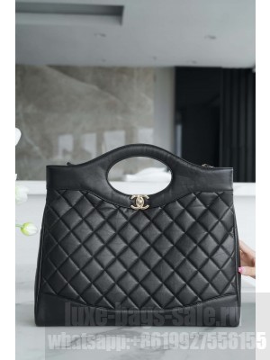 CHANEL Lambskin Quilted Large 31 Shopping Bag Black